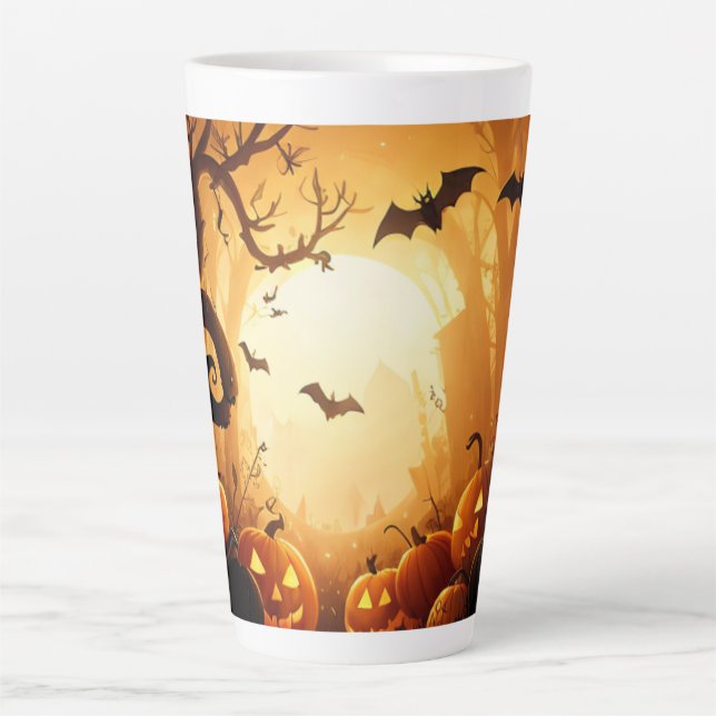 Taza De Café Latte Halloween/Bat/Calabaza/Caída (Anverso)
