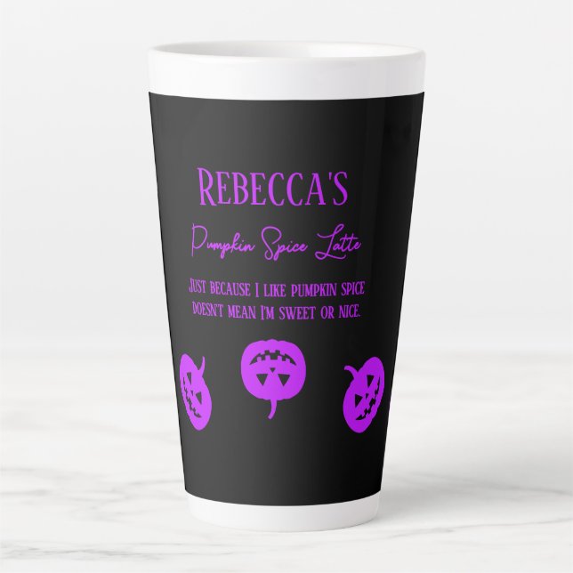 Taza De Café Latte Halloween Black Pumpkin Spice Sweice or Nice (Anverso)