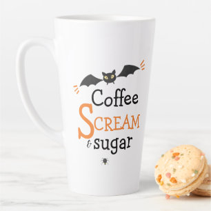 Taza De Café Latte Halloween con crema de café y araña de azúcar