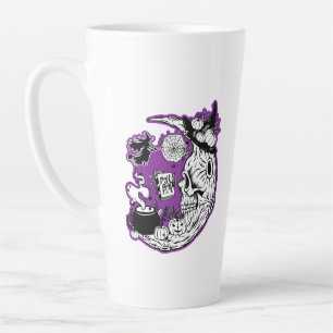 Taza De Café Latte Halloween Crescent Moon Witch Skull