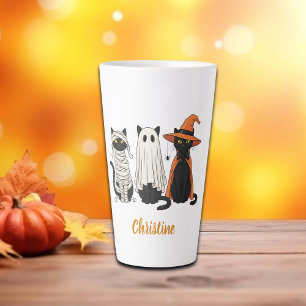 Taza De Café Latte Halloween de los gatos negros