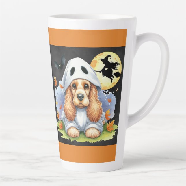 Taza De Café Latte Halloween del fantasma de la adorable cocinera esp (Derecha)