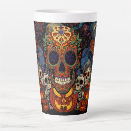 Taza De Café Latte Halloween, Fiesta de Calabazas de Cráneo de Azúcar