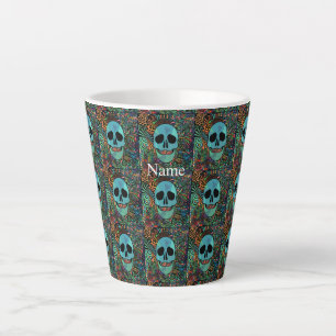Taza De Café Latte Halloween Hippie Skull Thunder_Cove