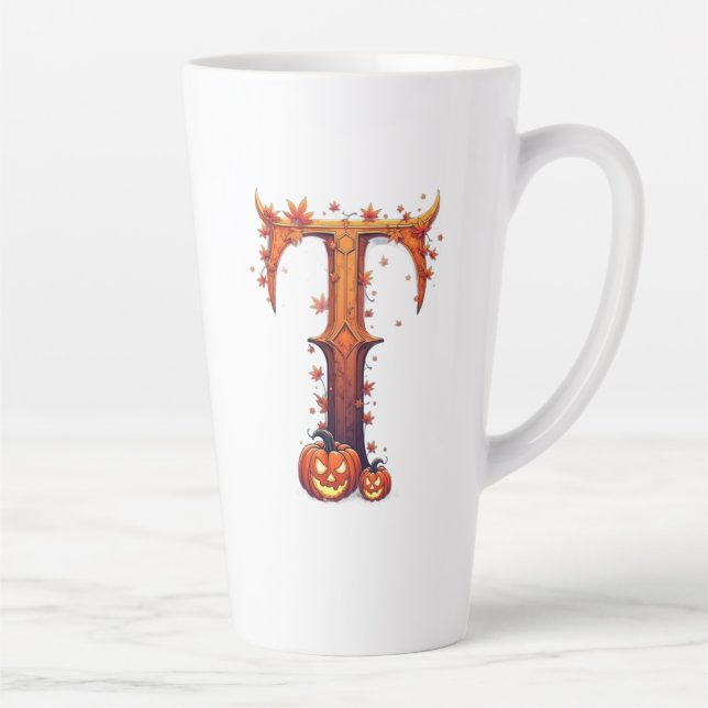 Taza De Café Latte Halloween MonogramT (Derecha)