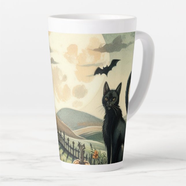 Taza De Café Latte Halloween/otoño/otoño/otoño/calabaza/gato (Ángulo derecho)