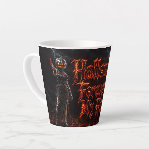 Taza De Café Latte Halloween Por Siempre En Mi Corazón Calabaza Gótic