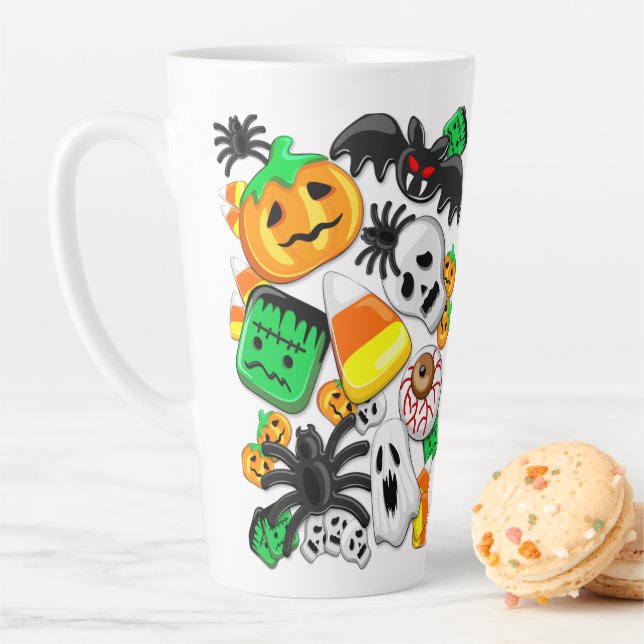 Taza De Café Latte Halloween Spooky Candies Fiesta (In situ)