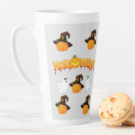 Taza De Café Latte Halloween theme: Ghosts and pumpkin