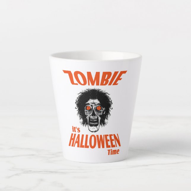 Taza De Café Latte Halloween Time Zombie Face (Anverso)