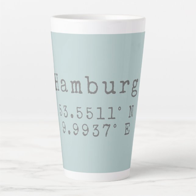 Taza De Café Latte Hamburgo Latitud Longitud (Anverso)