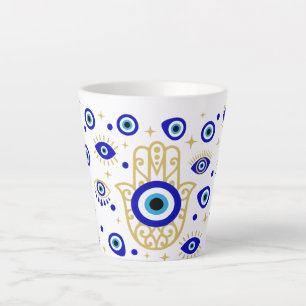 Taza De Café Latte Hamsa Evil Eye Latte Mug