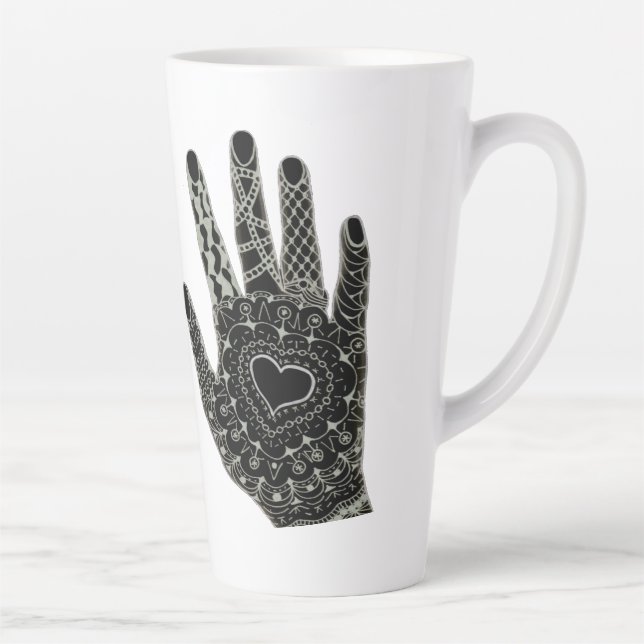 Taza De Café Latte Hand Drawn Heart Hands Beer Stein (Derecha)