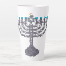Taza De Café Latte Hanukkah glam menorah hanukkiah