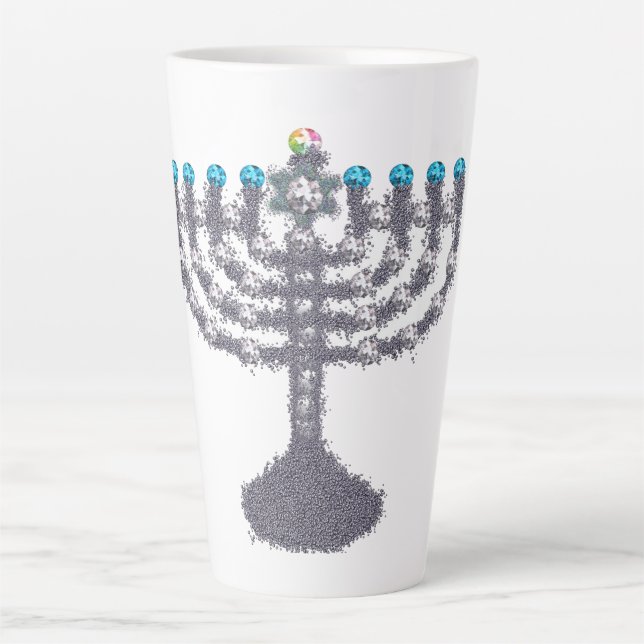 Taza De Café Latte Hanukkah glam menorah hanukkiah (Anverso)