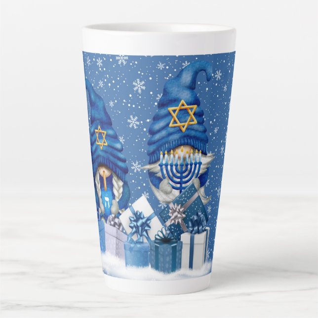 Taza De Café Latte Hanukkah Gnomes Latte Mug (Anverso)