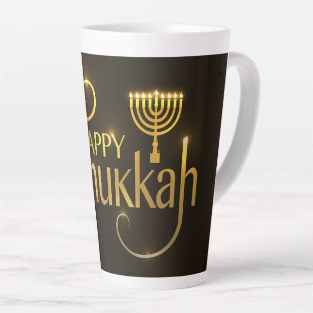 Taza De Café Latte Hanukkah Latte Mug (Ángulo derecho)