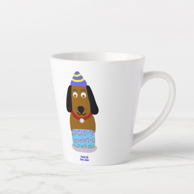 Taza De Café Latte Happy Birday Pup Small Latte Mug (Derecha)