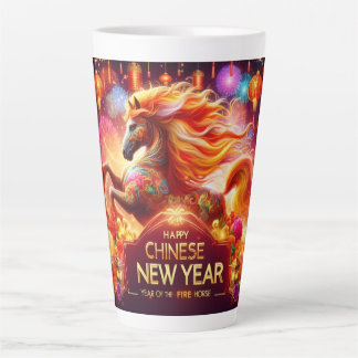 Taza De Café Latte Happy Chinese New Year (Year of the Fire Horse)