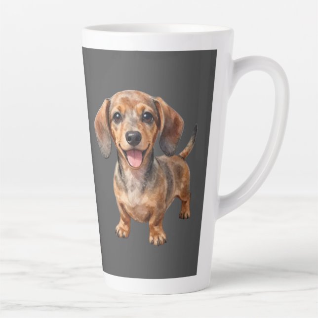 Taza De Café Latte Happy Dachshund Puppy (Derecha)