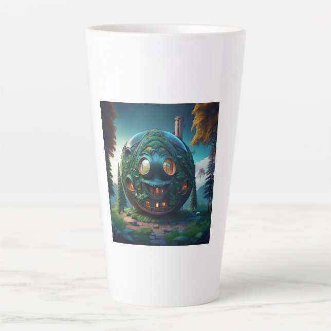 Taza De Café Latte Happy Emoji House (Anverso)