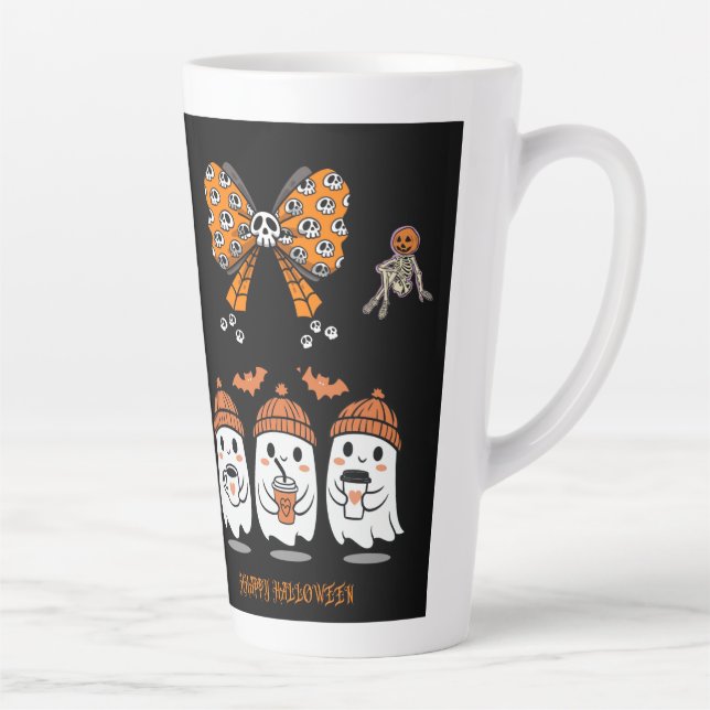 Taza De Café Latte Happy Halloween – fantômes café mignons (Derecha)