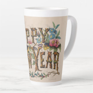 Taza De Café Latte  Happy New Year, Vintage Currier & Ives Print