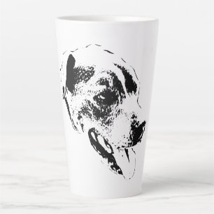 Taza De Café Latte Happy Pitbull Mix Black and White Portrag Mug