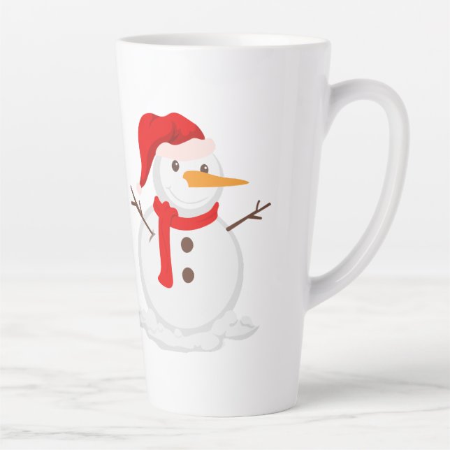 Taza De Café Latte Happy Snowman in a Santa Hat (Derecha)