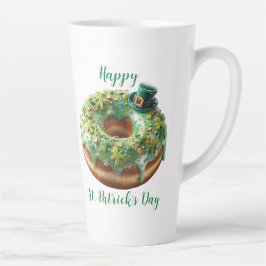 Taza De Café Latte Happy St. Patrick’s Day Donut with Leprechaun Hat