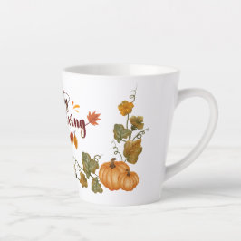 Taza De Café Latte Happy Thanksgiving Fall Festive Design