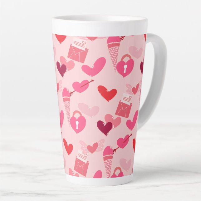 Taza De Café Latte Happy Valentine’s Day Heart Love Gift for Couples (Ángulo derecho)