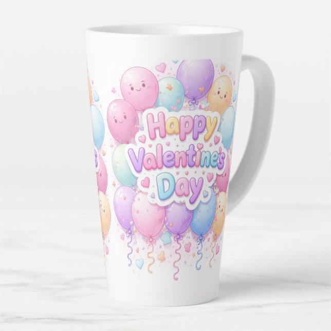 Taza De Café Latte Happy Valentine’s Day Mug – Cute Love Gift (Ángulo derecho)