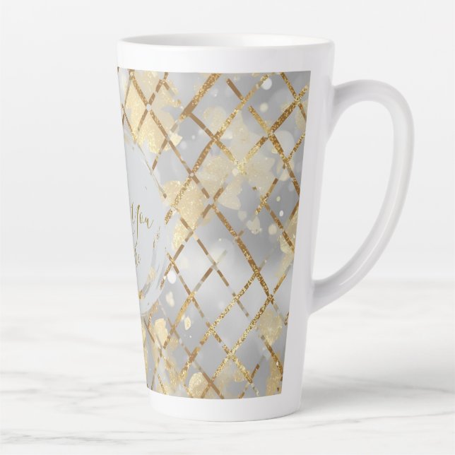 Taza De Café Latte Happy Valentine's Day, Modern, Elegant Luxury  (Derecha)