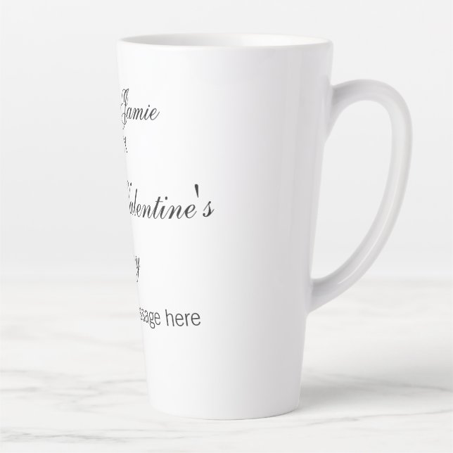 Taza De Café Latte Happy Valentine's day name date message simple ele (Derecha)