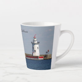 Taza De Café Latte Harbour Beach Lighthouse lata mug