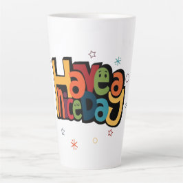Taza De Café Latte "Have a Nice Day" Retro Tall Latte Mug with Stars