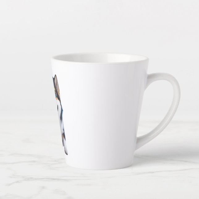 Taza De Café Latte HD Adorable Alaskan Malamute retrato de cachorro - (Derecha)