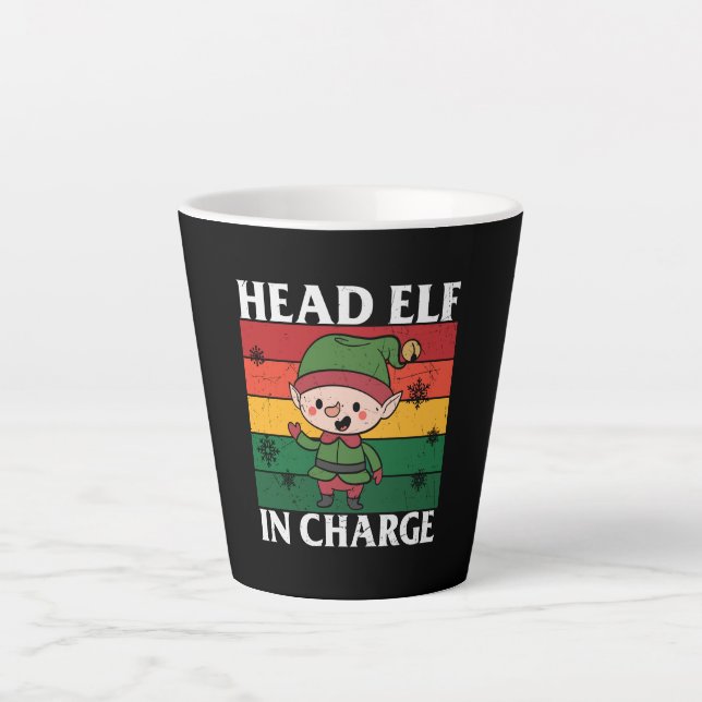 Taza De Café Latte Head Elf In Charge (Anverso)