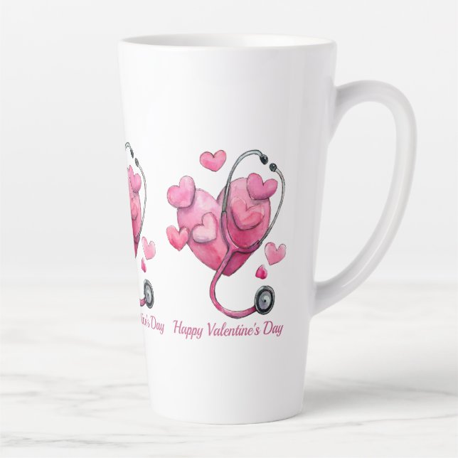 Taza De Café Latte Healing Hearts Valentine Design (Derecha)