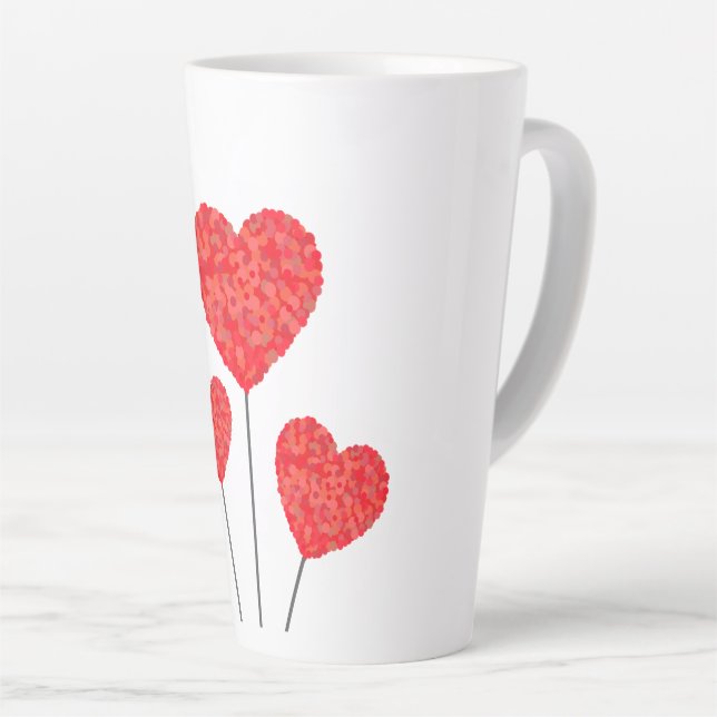 Taza De Café Latte Heart Balloons Illustration Design (Ángulo derecho)