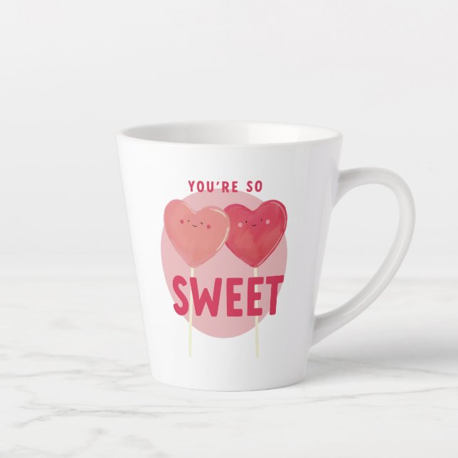 Taza De Café Latte Heart Lollipop Sweet Love Latte Mug (Derecha)