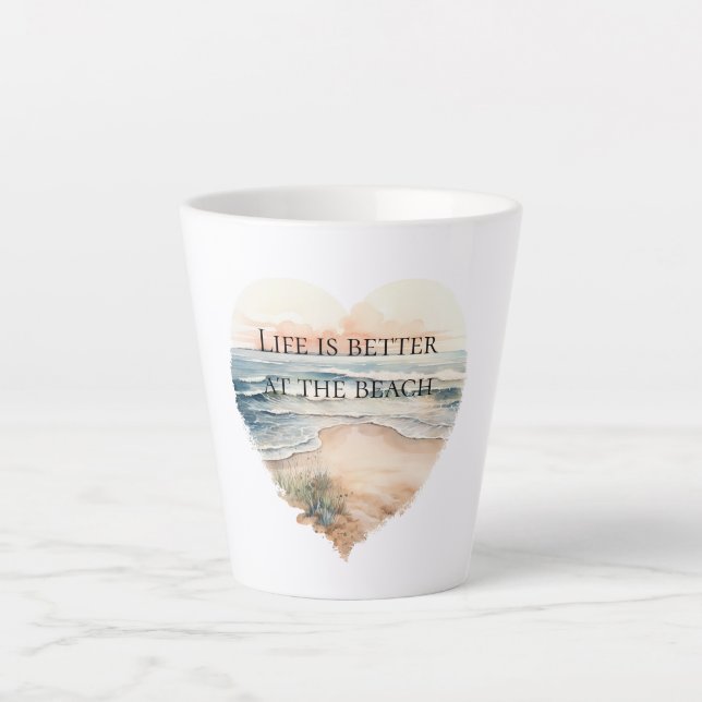 Taza De Café Latte Heart Ocean Beach (Anverso)