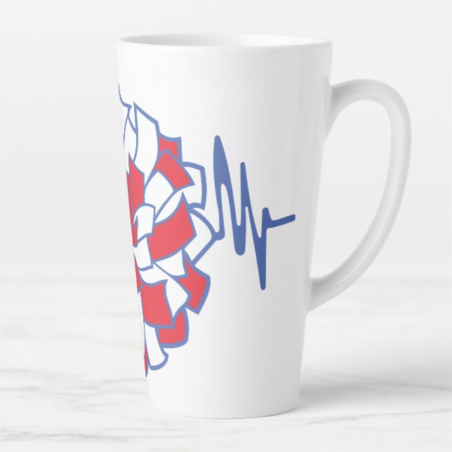 Taza De Café Latte Heartbeat Cheer Pom-Pom Graphic (Derecha)