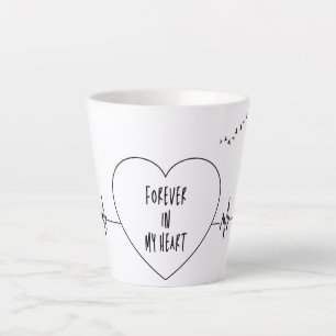 Taza De Café Latte Heartbeat Line Art - Estás en mi corazón para siem