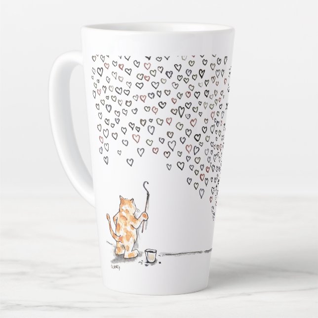Taza De Café Latte Hearts By Cat latte mug (Ángulo izquierdo)