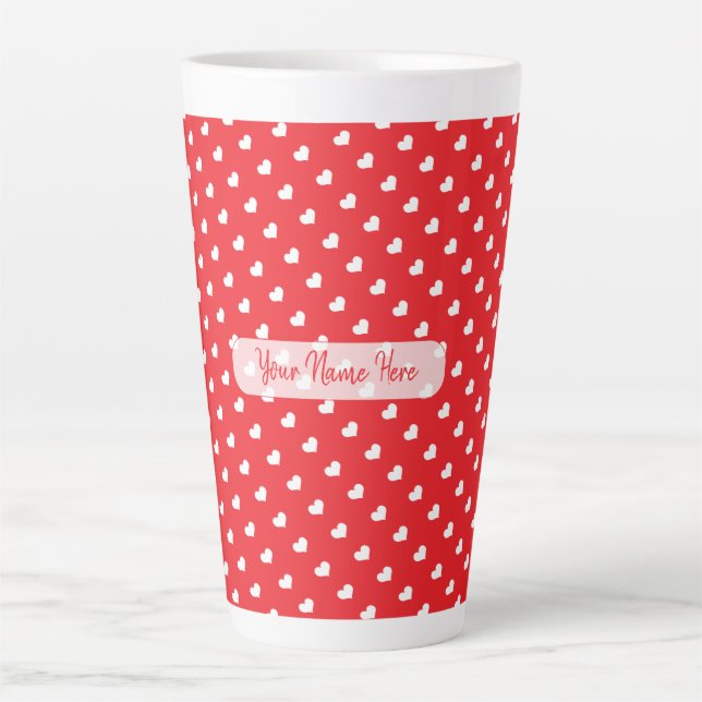 Taza De Café Latte Hearts Happy Valentine’s Day Modern Love Pattern (Anverso)