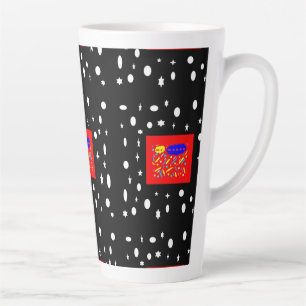 TAZA DE CAFÉ LATTE HECHO PARA KAREN ROJO Y BLANCO NEGRO NOMBRADO