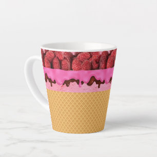 Taza De Café Latte Helado de Fresa con Cono de Waffle, Postre