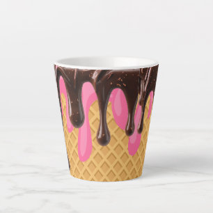 Taza De Café Latte Helado,Gota de Felicidad de Choco Fresa